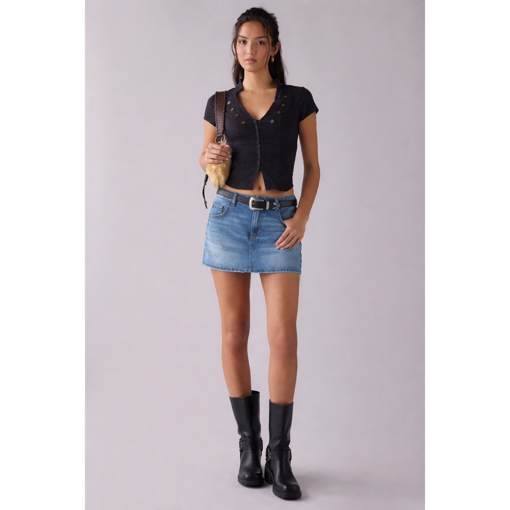 BDG Light‎ Wash Denim Micro Skirt Size L Structured Cotton Y2K Casual Indie